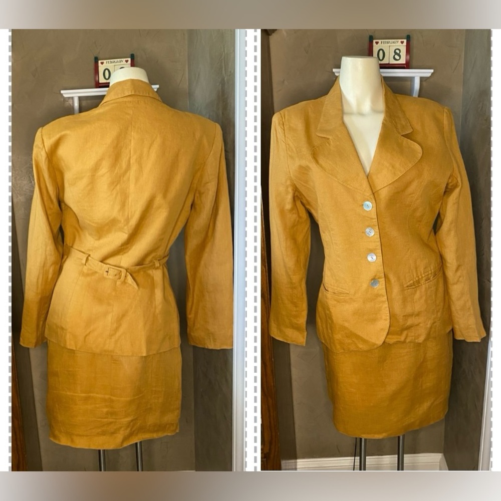 Vintage Nina K Linen Two Piece Skirt Suit Label Size 8 See Measurements